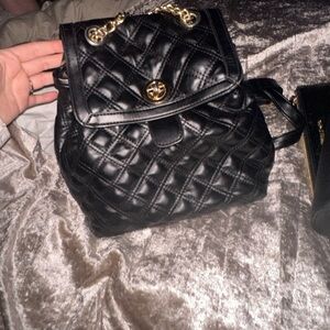 Black leather backpack like new